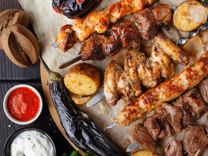 Grilled food at outdoor event